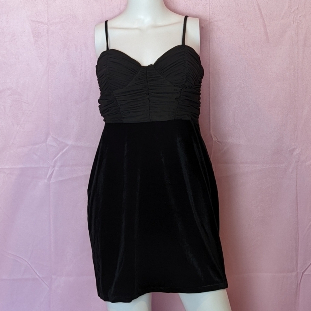 ASOS Luxe Black Corset Bodice Velvet Mini Dress size 8